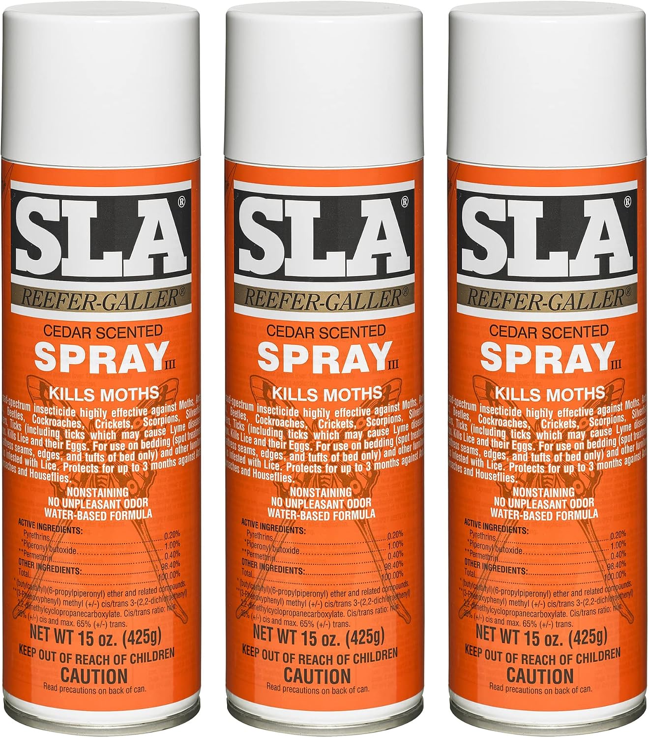 Reefer Galler SLA Cedar Scented Moth Repellent Spray, Pack of 3 | Kills Moths, Kills Bed Bugs, Kills Pests on Contact