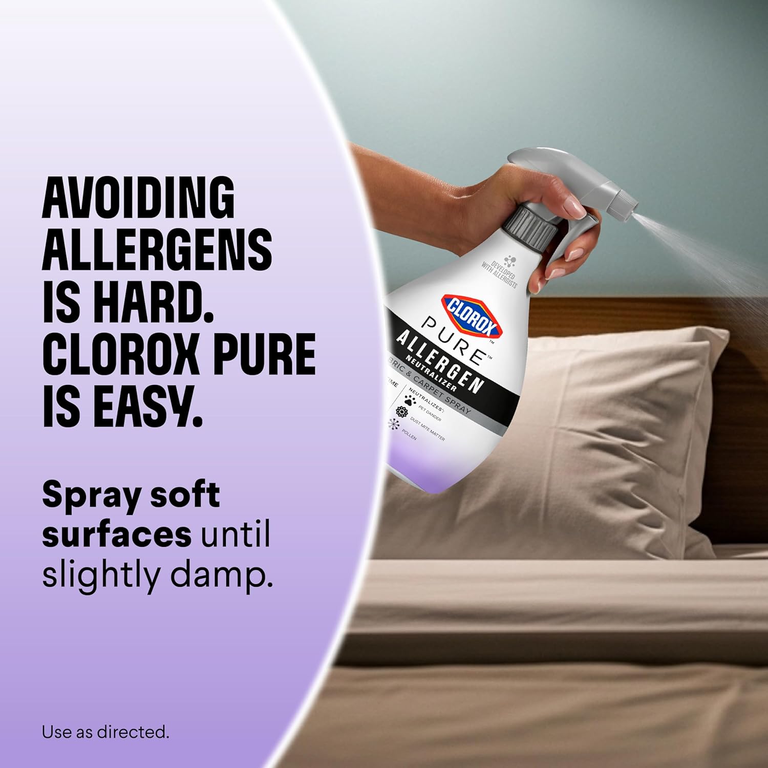 Clorox PURE Allergen Neutralizer Fabric and Carpet Spray, Nighttime Calm, 26 Fluid Ounces