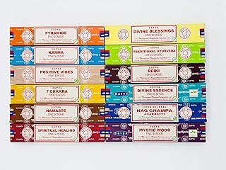 Earth Satya Assorted Natural Masala Incense Sticks – Pack of 12 x 15g (Platinum Mix) | Nag Champa, Chakra, Reiki, Karma, Spiritual Healing & More for Meditation, Puja & Home Fragrance