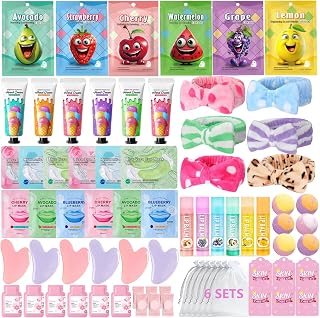 72 PCS Spa Party Supplies for Girls,Spa Party Favors Include Face Masks Skincare, Lip Balm, Under Eye Patches, Foot Bath Bomb,Spa Headband, Sleepover Party Supplies Spa Birthday Kit for Women