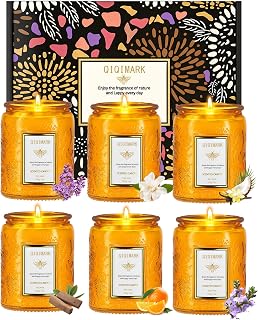 Positive Energy Candle Gift for Women, 6 Pack Yellow Jar Scented Soy Candles, Home Fragrance Set for Happiness & Relaxation, Birthday Gifts, Cozy Room Decor Candle Set