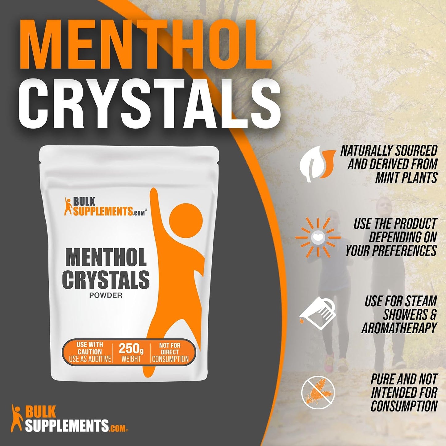 BulkSupplements.com Menthol Crystal - Natural Menthol Crystals - Menthol Crystals for Soap Making, for Shower Steamers Aromatherapy - Pure & Gluten Free, 250g (8.8 oz)