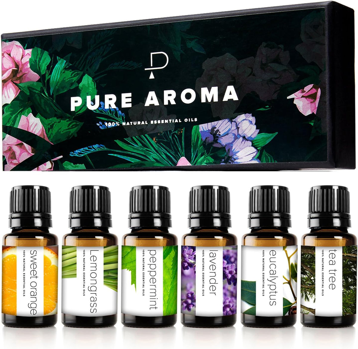 Pure Aroma Essential Oils Aromatherapy Set - 6 x 10ML Oils for Diffusers