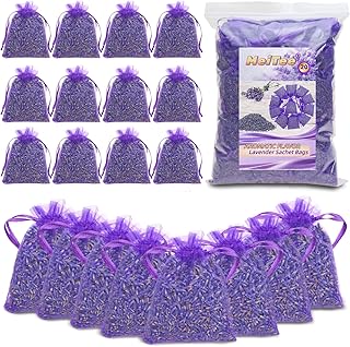 20 Pack Lavender Sachet Bags - 100% Natural Dried Lavender Buds for Closets Drawers Car & Home | French Potpourri Fragrance Sachets Rich Aroma Air Long Lasting Fresh Scents