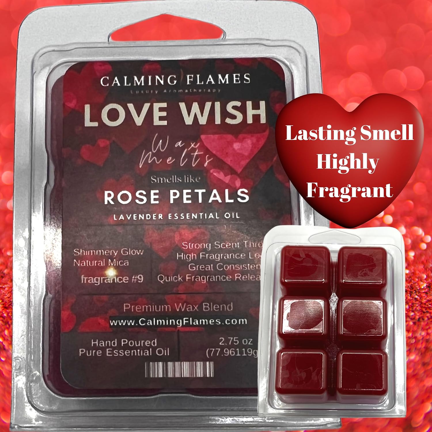 Rose Lavender Wax Melts (2 Pack) | Strong Floral Scent | Long Lasting | Romantic Home Fragrance | Handmade USA