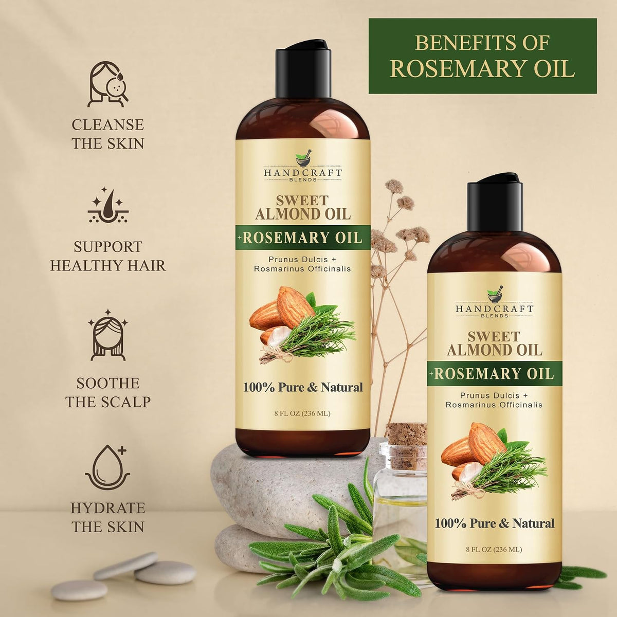 Handcraft Blends Sweet Almond Oil with Rosemary Oil - 8 Fl Oz