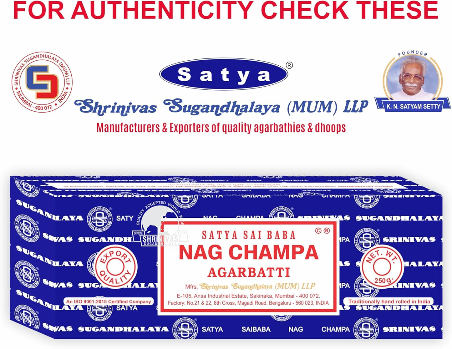 Satya Sai Baba Nag Champa Incense Sticks 250g (Worlds Largest Exported Incense)