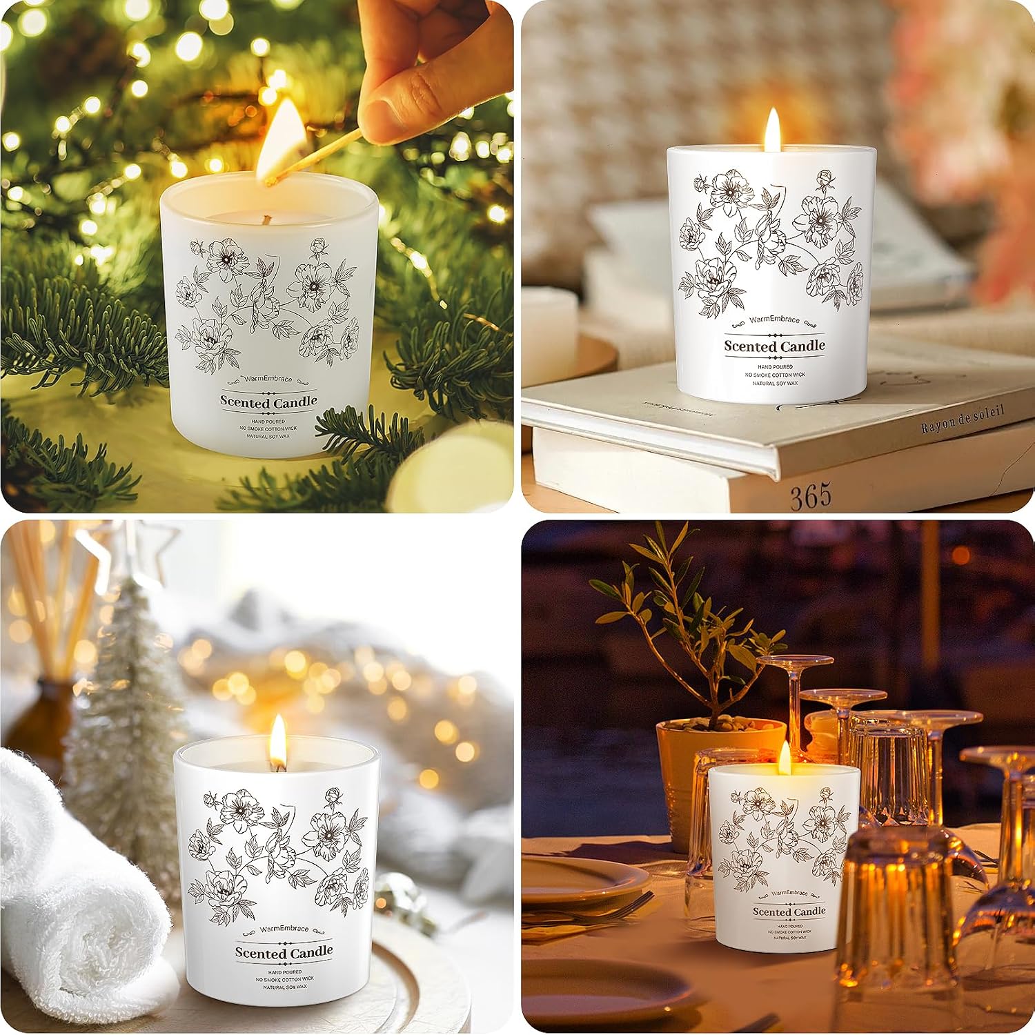 Deluxe Scented Candle for Women & Men, Vanilla Coconut Soy Wax Candle, 8 Oz Jar Candle for Home, Scented-60 Hours Long Lasting Burning, Suitable Gift for Mom