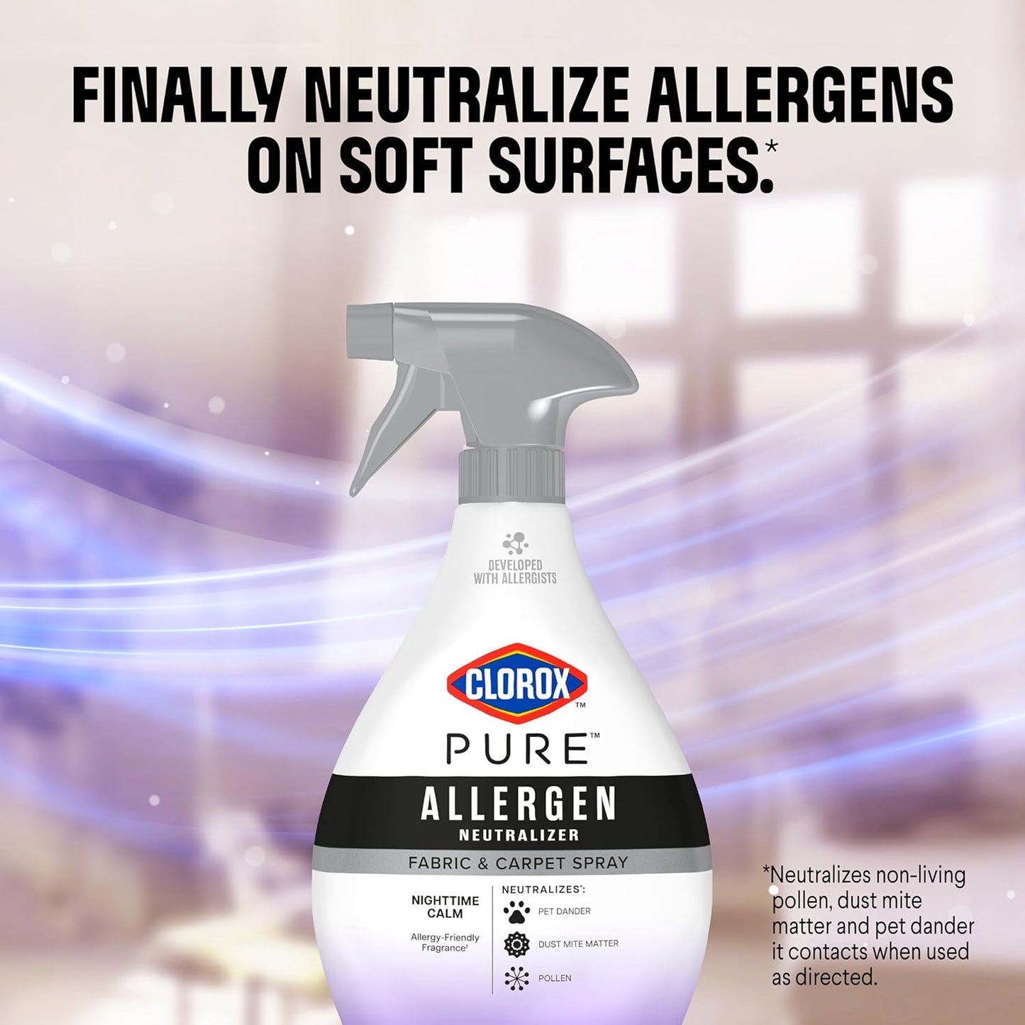 Clorox PURE Allergen Neutralizer Fabric and Carpet Spray, Nighttime Calm, 26 Fluid Ounces