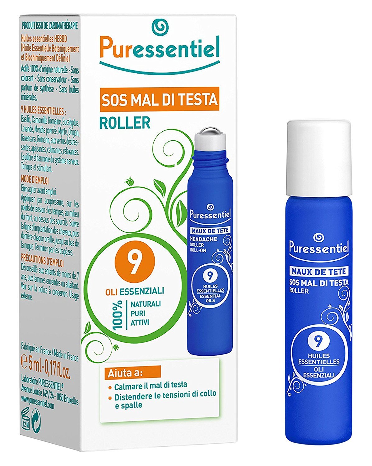 Headache Roller by Puressentiel for Unisex - 0.17 oz Rollon
