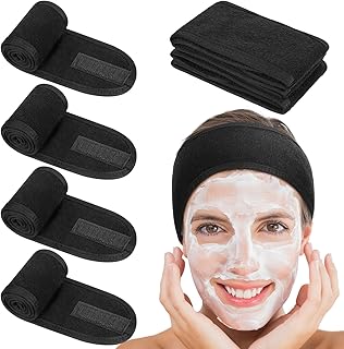 obeoby 4 Pack Spa Facial Headbands for Women, Adjustable Face Wash Headband Make Up Wrap Head Spa Self-care Gifts