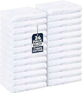 Utopia Towels, Salon Towel, Pack of 24, 16 by 27 Inches, Highly Absorbent Cotton Towels for Hand, Gym, Beauty, Spa, and Home Hair Care, White
