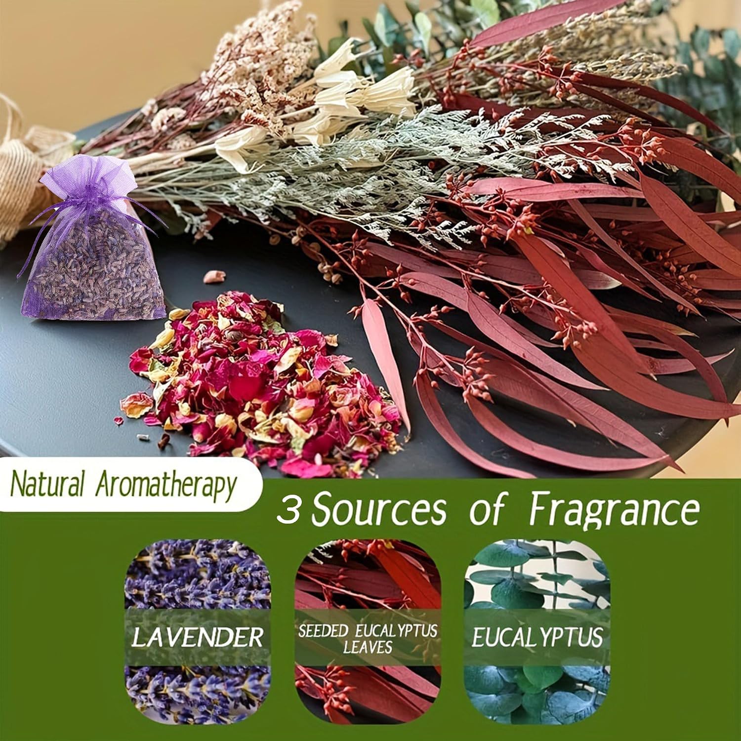 85 Pcs Dried Eucalyptus, Lavender & Sachet Bundle, Aromatherapy Shower