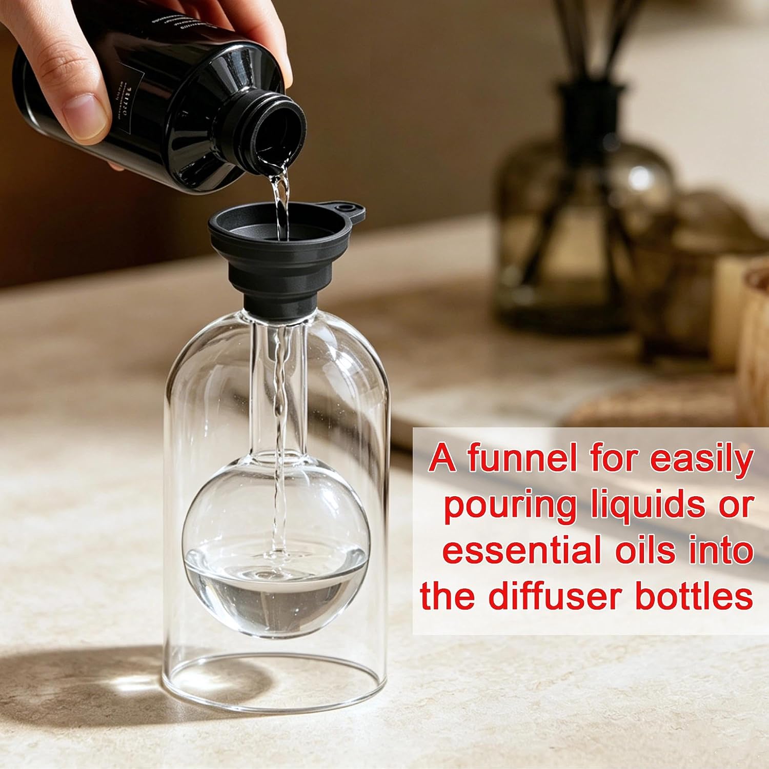 Empty Glass Reed Diffuser Bottles 2pcs Essential Oil Diffuser Jar 7oz/220ml Clear Double Wall Cylindrical Aromatherapy Container with Inner Round Chamber Modern Decorative Vase for Home Office Decor