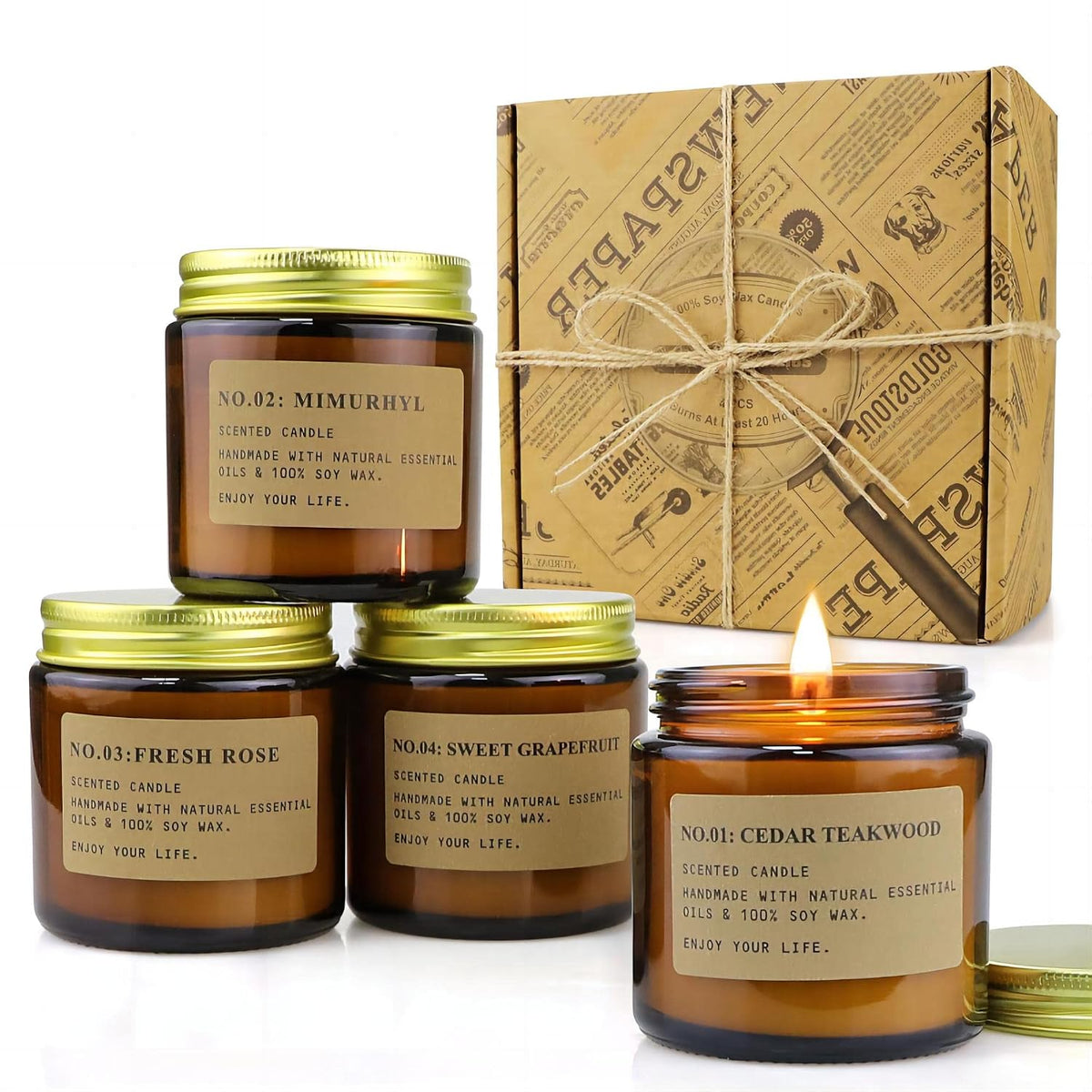 YFYTRE 4 Pack Scented Candle Set Soy Wax Candles