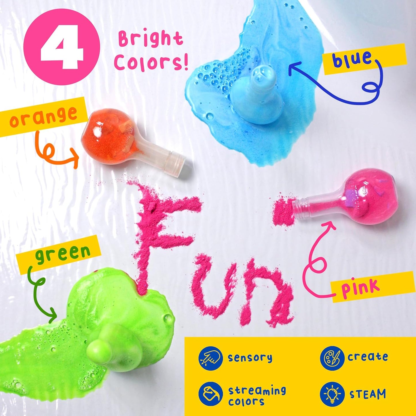 Mr. Bubble Kids Original Bath Bomb Potions - Colorful Fizzy Fun - Cool Foam and Bubble Science Beaker Bath Toys (Pack of 4)