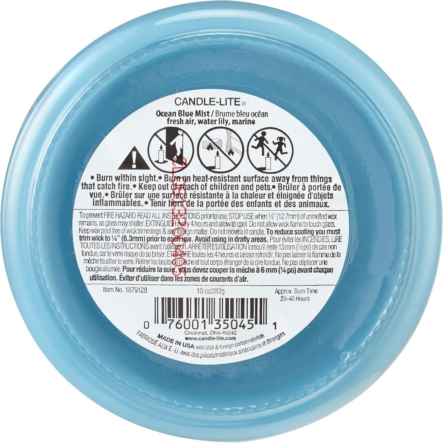 CANDLE-LITE Ocean Blue Mist Scent 3-Wick Aromatherapy Candle with 20-40 Hours of Burn Time, 10 oz