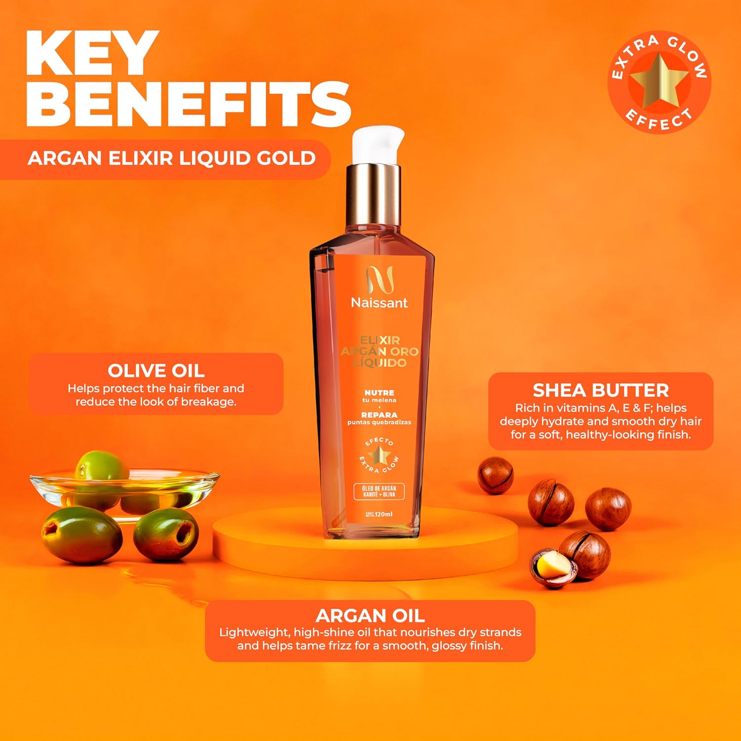 naissant Elixir Argan Oil Hair Treatment | Frizz Control, Heat and UV Protection for Color Treated and Natural Hair | Nourishes, Repairs, and Softens | Increases Shine and Color Vibrancy (4 FlOz)