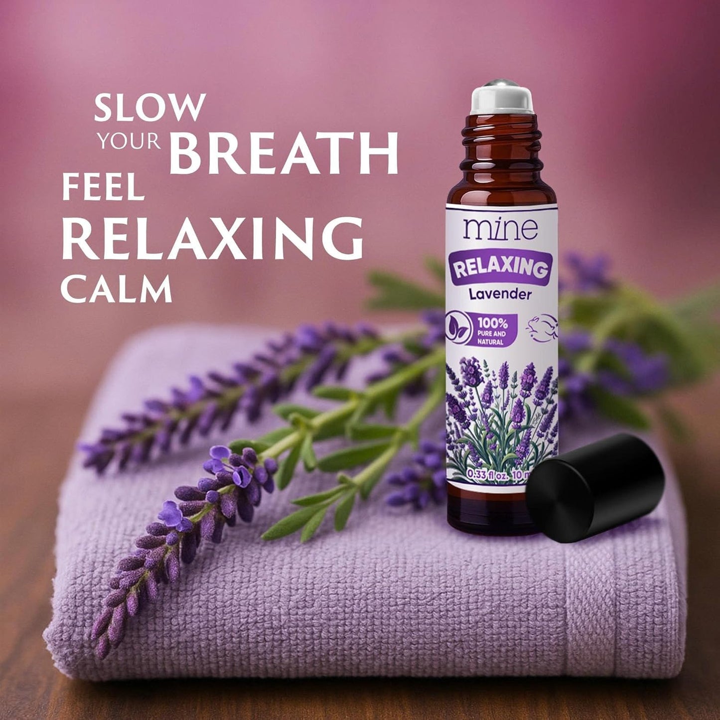 Mine Lavender Essential Oil Roll On – 100% Pure Natural Lavender Oil – Relaxation Gift for Women & Self Care Lovers