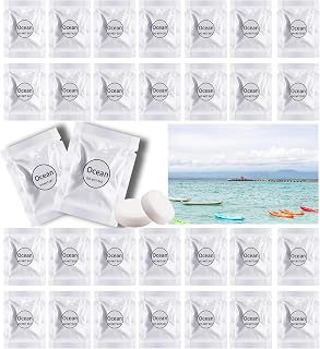 Car Air Freshener Refills, 30 Pcs Individual Package Car Air Vent Clip Replacement Pads Solid Fragrance Scent Air Freshener Refill Tablets (Ocean)