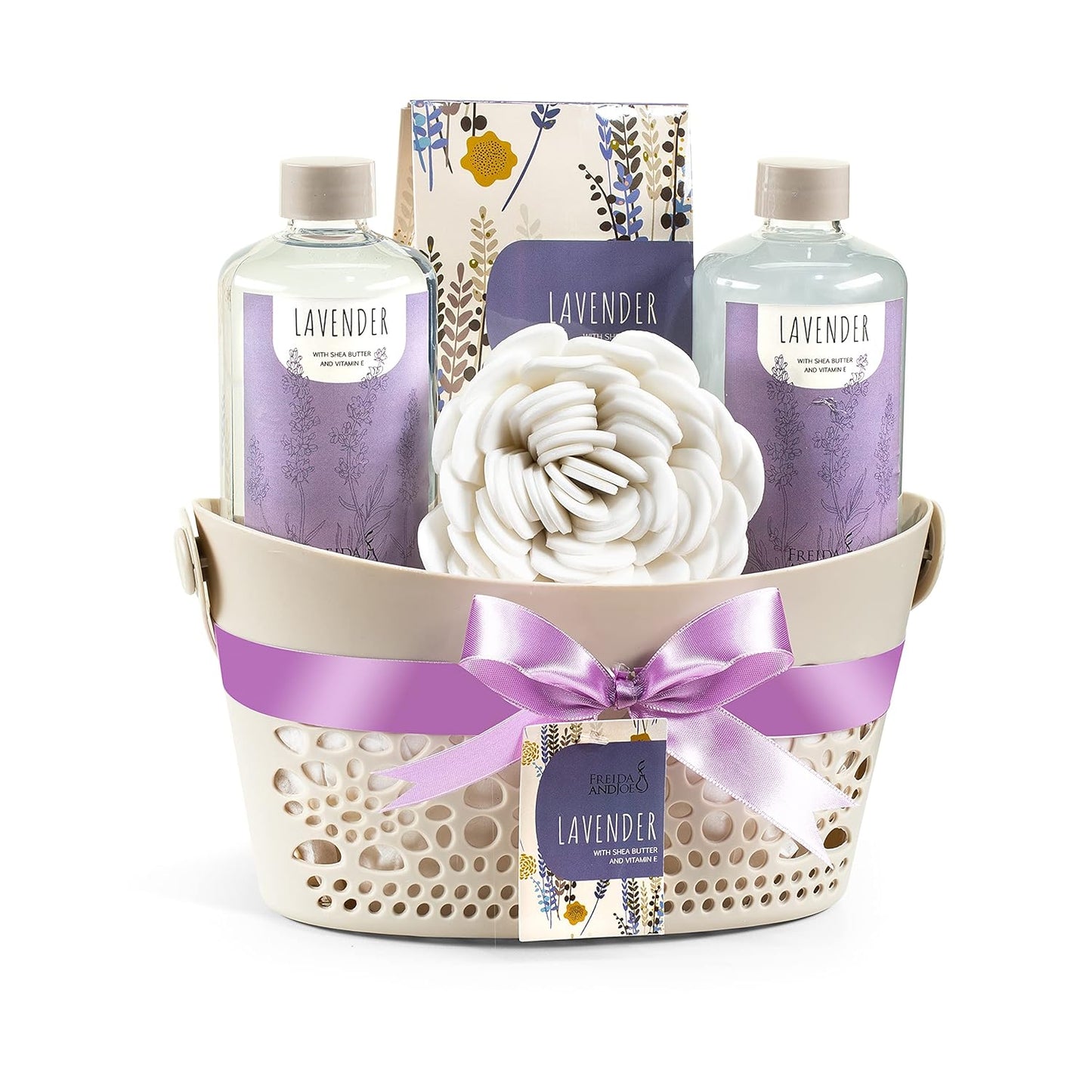 Bath & Body Gift Set for Men and Women Spa Kit with Shea Butter | Shea Butter, Vitamin E, Reusable Beautiful Basket, Perfect for Relaxation, Mother's Day Gift for Mom