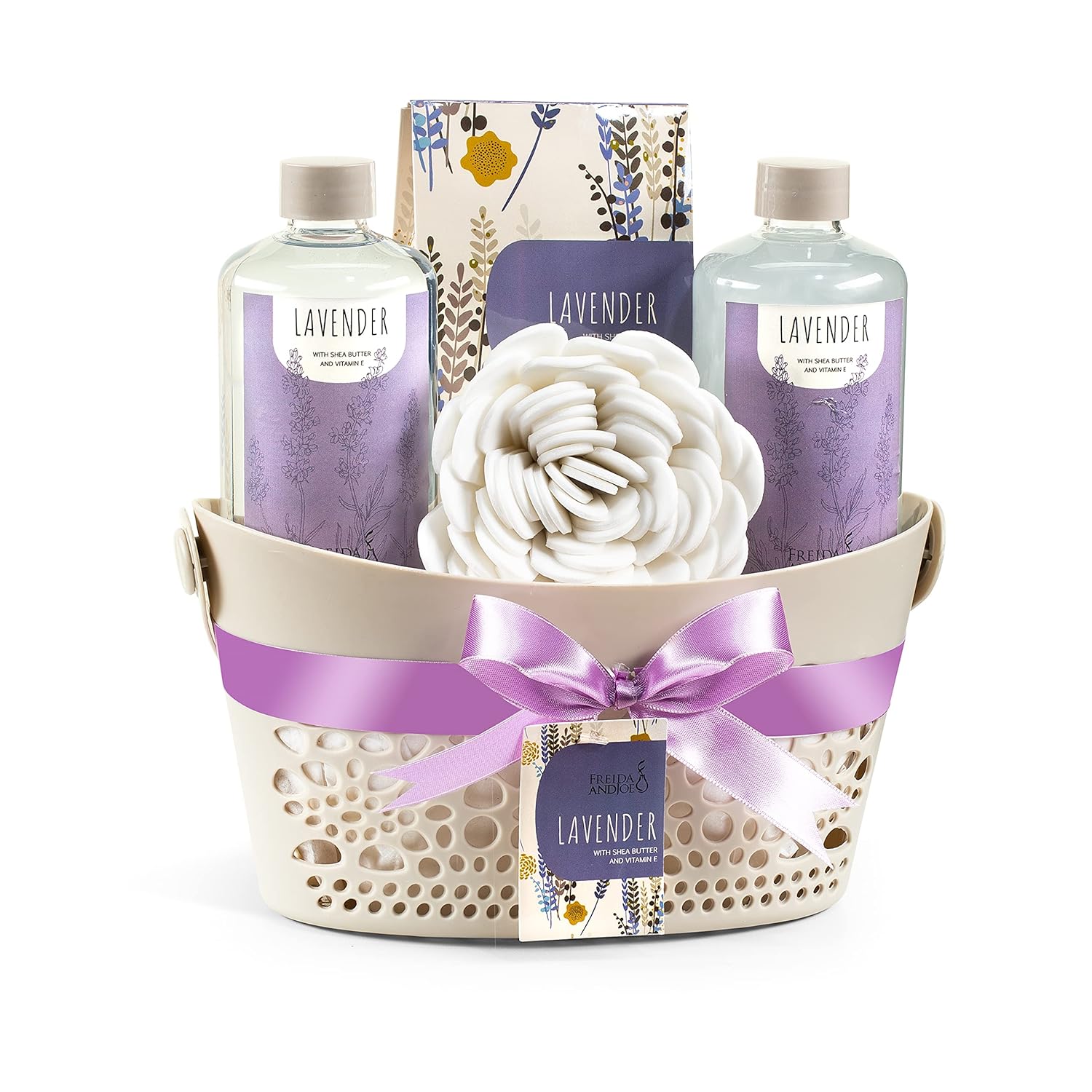 Bath & Body Gift Set for Men and Women Spa Kit with Shea Butter | Shea Butter, Vitamin E, Reusable Beautiful Basket, Perfect for Relaxation, Mother's Day Gift for Mom