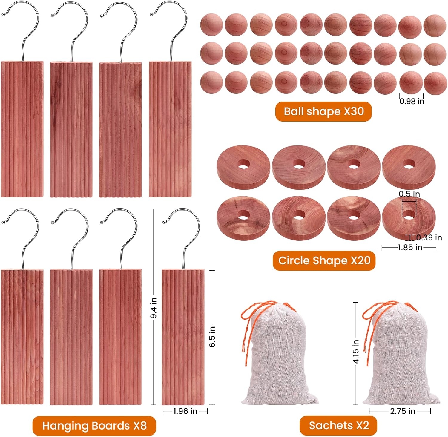 Homode Cedar Blocks for Clothes Storage, Set of 60, Cedar Chips & Sachets - Aromatic Cedar Wood Balls for Closets, Drawers, Fresh Essentials