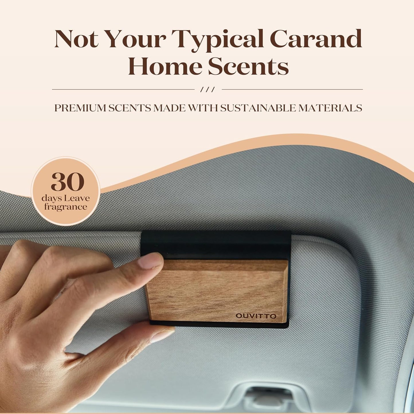 Car Air Freshener, Wood Car Freshener Vent Clip, Natural Wooden Car Diffuser, Long Lasting Odor Eliminator, Refillable Car Freshener – Lavender Car Air Freshener