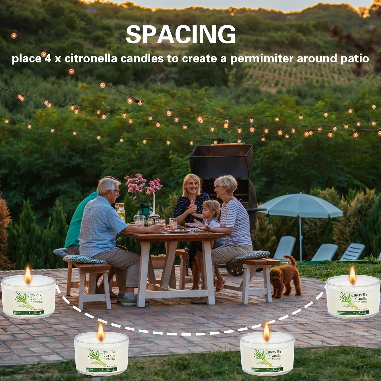 Citronella Candles Outdoor 16 Pack, 1.5oz Small Candle for Patio, Natural Soy Wax with Citronella Essential Oil, Long Lasting Portable Travel Candles in Acrylic Jars for Backyard, Deck, Camping