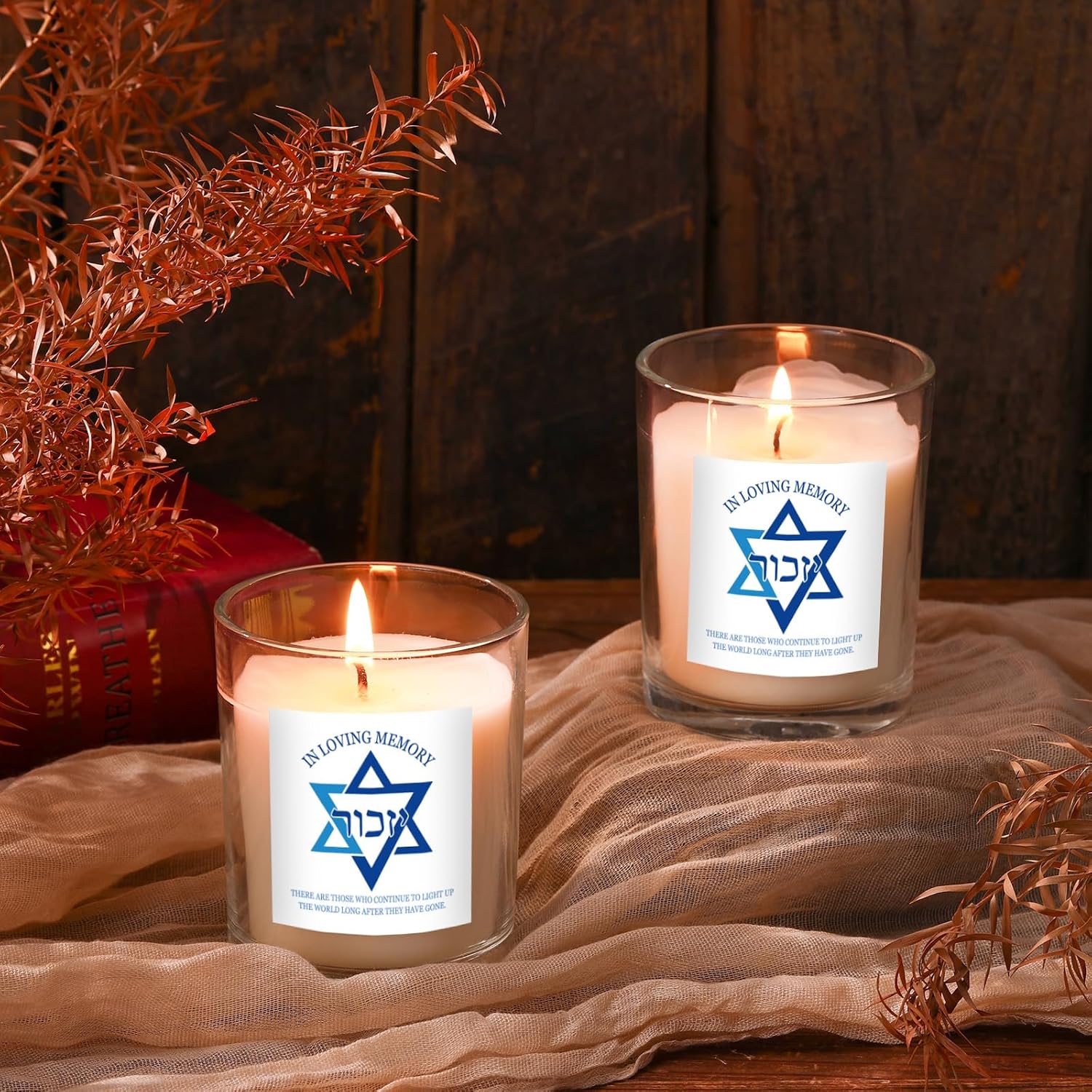 Conelist Yahrzeit Memorial Candles - Yom Kippur Jewish Sympathy Candles Bereavement Gifts Natural Soy Wax Hand Poured for Yizkor and Yom Kippur Holidays(2 Pcs)