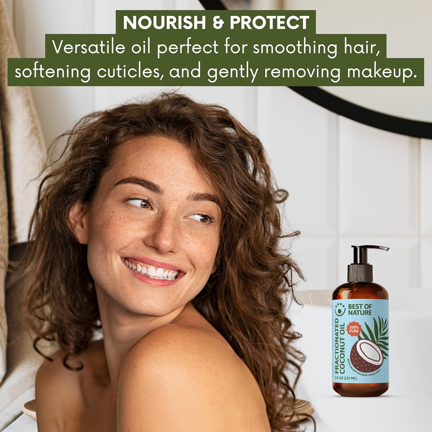Best of Nature 100% Pure Fractionated Coconut Oil - Natural Massage Oil, Unscented Moisturizer for Men and Women, for Skincare and Hair Care, Carrier for Essential Oils, Half Gallon (64 fl oz)