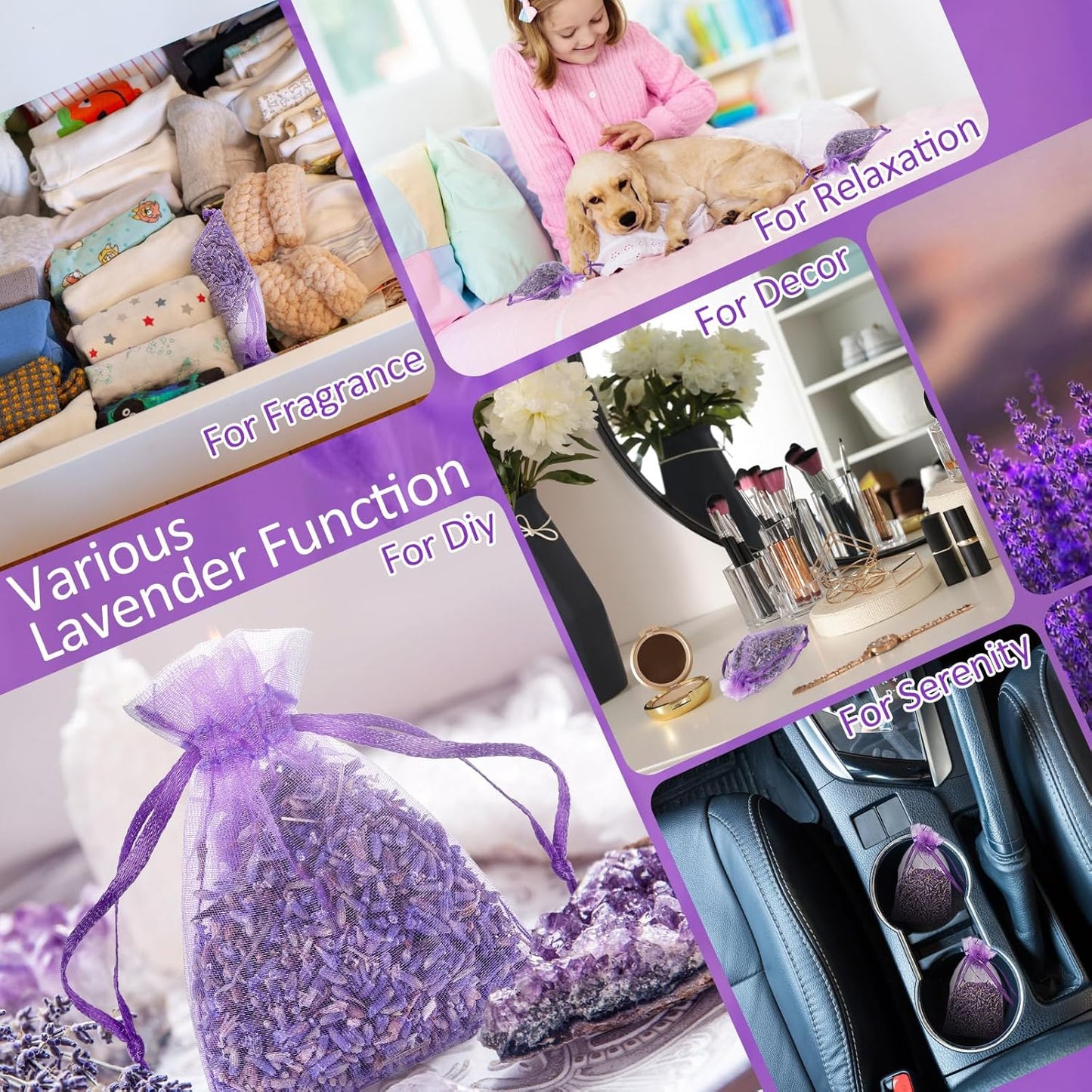 Reginary 30 Pack Lavender Sachets Bags Bulk for Drawers and Closets Home Fragrance Sachet Dried Lavender Flower for Wedding Bridal Shower Favors