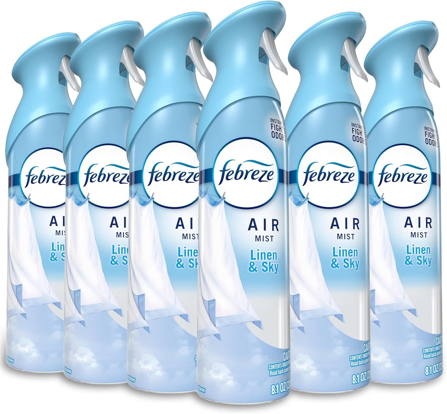 Febreze Air Mist, Air Freshener Spray, Odor Fighting Room Spray, Deodorizer for Home Bathroom Kitchen Office Apartment Dorm Room Classroom, Linen & Sky Scent, 8.1oz (Pack of 6)