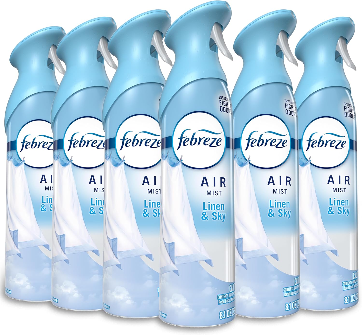 Febreze Air Mist, Air Freshener Spray, Odor Fighting Room Spray, Deodorizer for Home Bathroom Kitchen Office Apartment Dorm Room Classroom, Linen & Sky Scent, 8.1oz (Pack of 6)