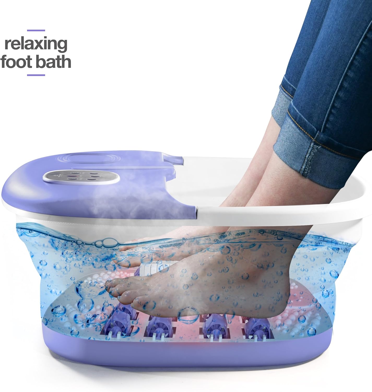 Medical king Foot Spa with Heat and Massage and Jets Includes A Remote Control A Pumice Stone Collapsible Foot Spa Massager with Heat and Massage Bubbles and Vibration