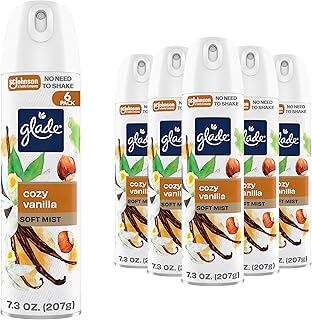 Glade Air Freshener Room Spray, Cozy Vanilla Scent, Odor Fighting to Deliver Long Lasting Freshness, 7.3 Oz, 6 Count