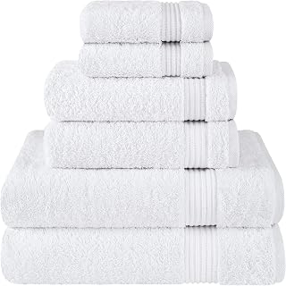 Cotton Paradise 100% Cotton Turkish Towel Set, Soft Absorbent Quick Dry, 6 Piece Towel Set, Snow White