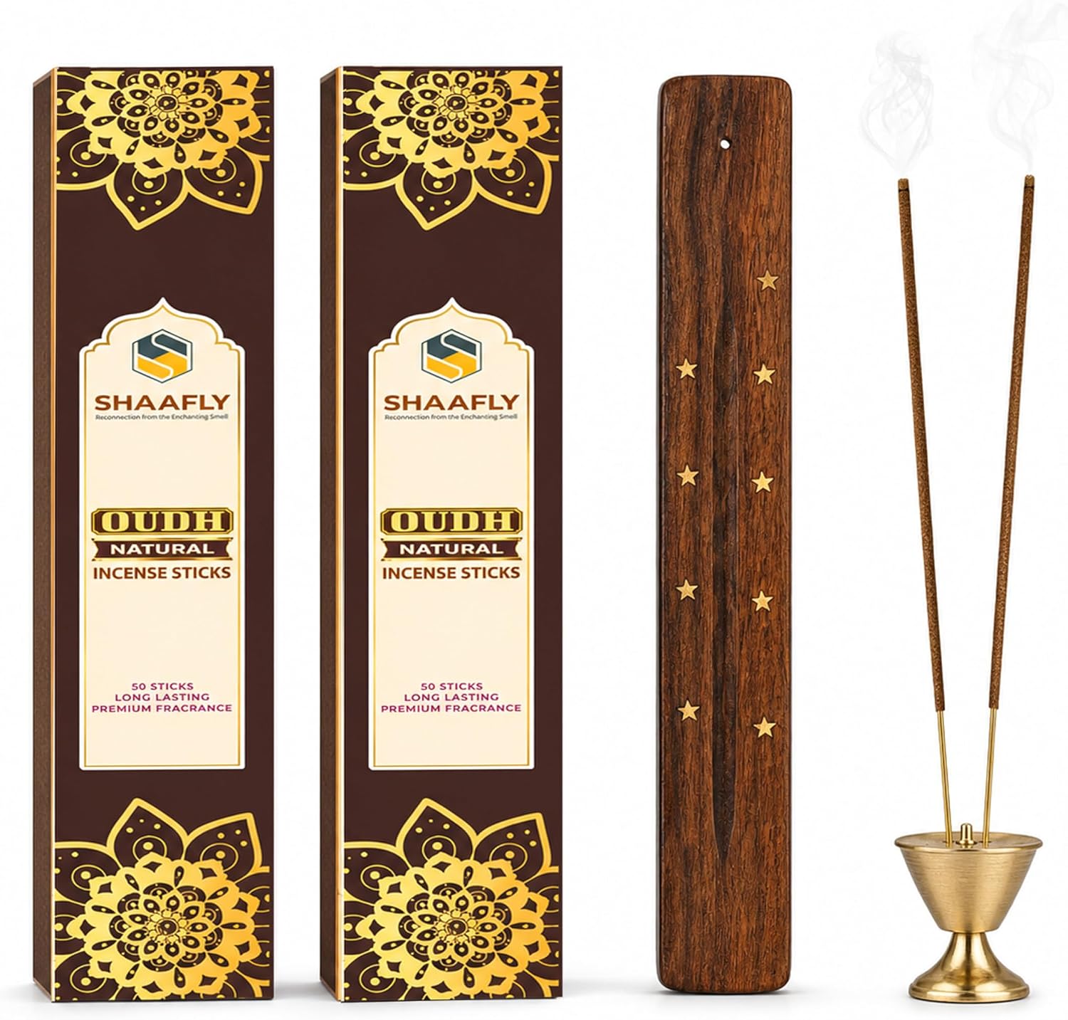Premium Incense Sticks – Oudh (60 Sticks, 30 per Box) Natural Home Fragrance Agarbatti for Meditation, Relaxation, Prayer & Yoga (Divine Oudh)