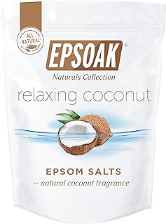 Epsoak Epsom Salt 2 lb. USP Magnesium Sulfate with Coconut Scent Resealable Epsom Salt Bag, Made in The USA, Cruelty-Free Certified