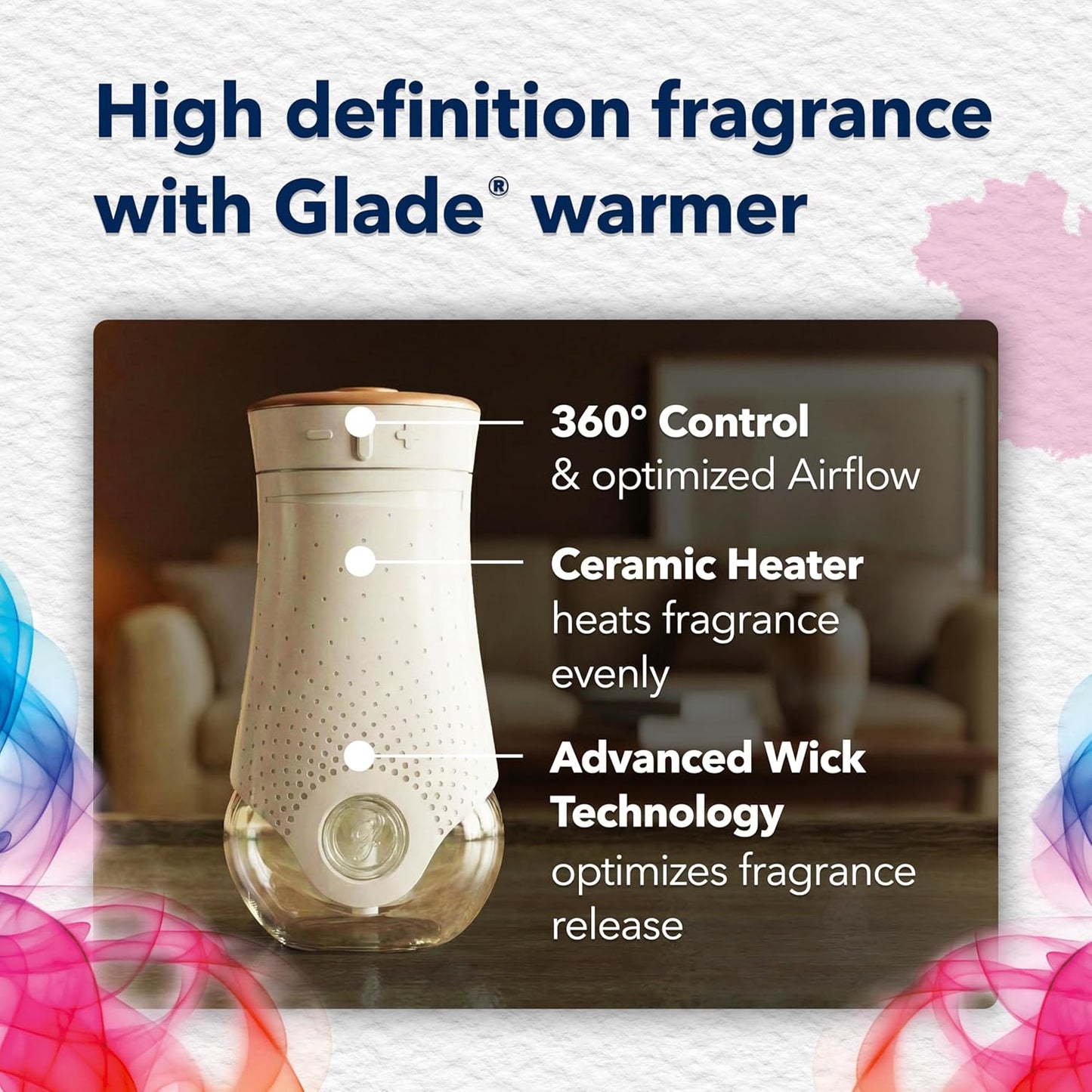 Glade PlugIns Air Freshener Warmer, Scented and Essential Oils for Home and Bathroom, Up to 70 Days on Low Setting, 2 Count