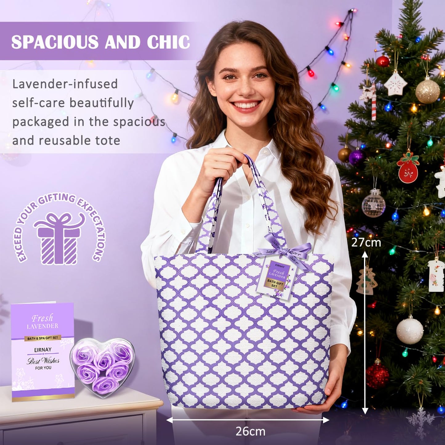 Gift for Women, Spa Gift Baskets for Women - 17pcs Lavender Sets with Body Lotion, Bubble Bath, Relaxing Bath Sets, Birthday Christmas Gifts for Her, Spa Kit for Mom Wife Sister Friend
