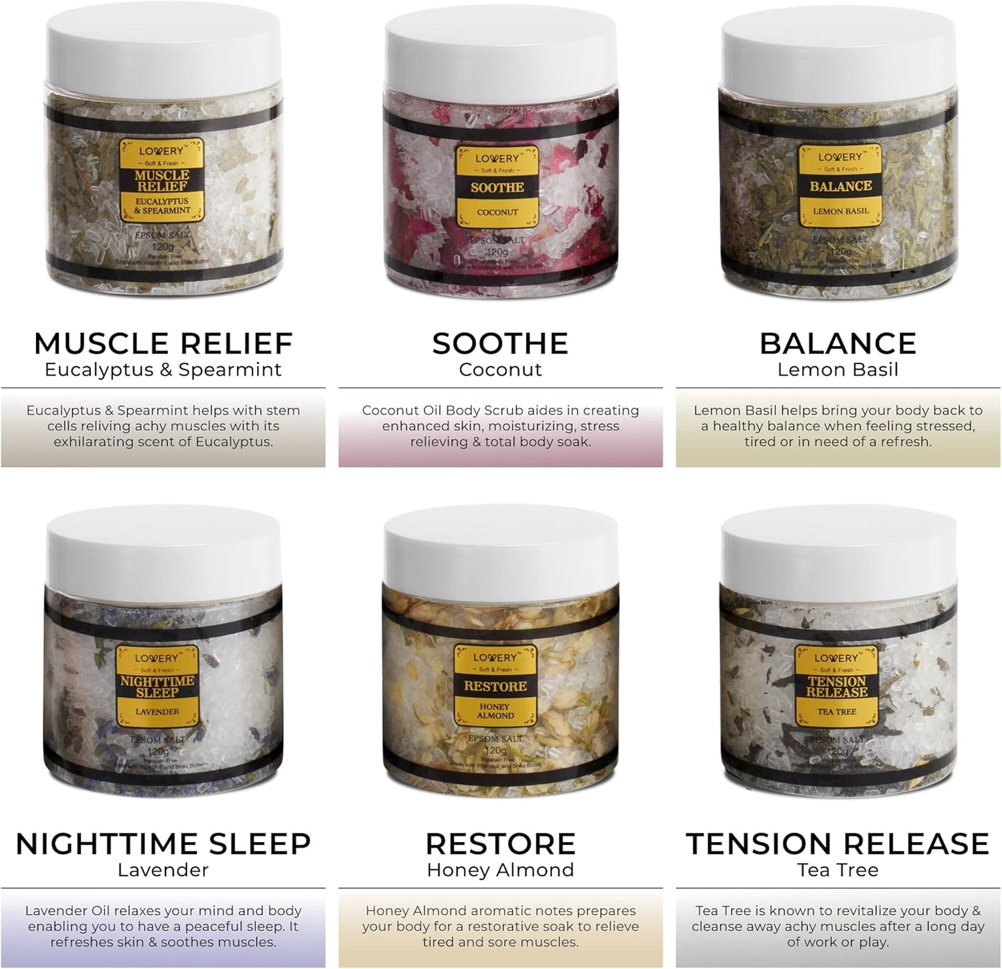 Gifts for Women Who Have Everything Spa Gift Basket, Epsom Bath Salts Gift Basket Set, Self Care Salt W/Essential Oil, Gifts for Mom, Her, Lavender, Eucalyptus, Lemon, Coconut, Tea Tree, Honey Almond