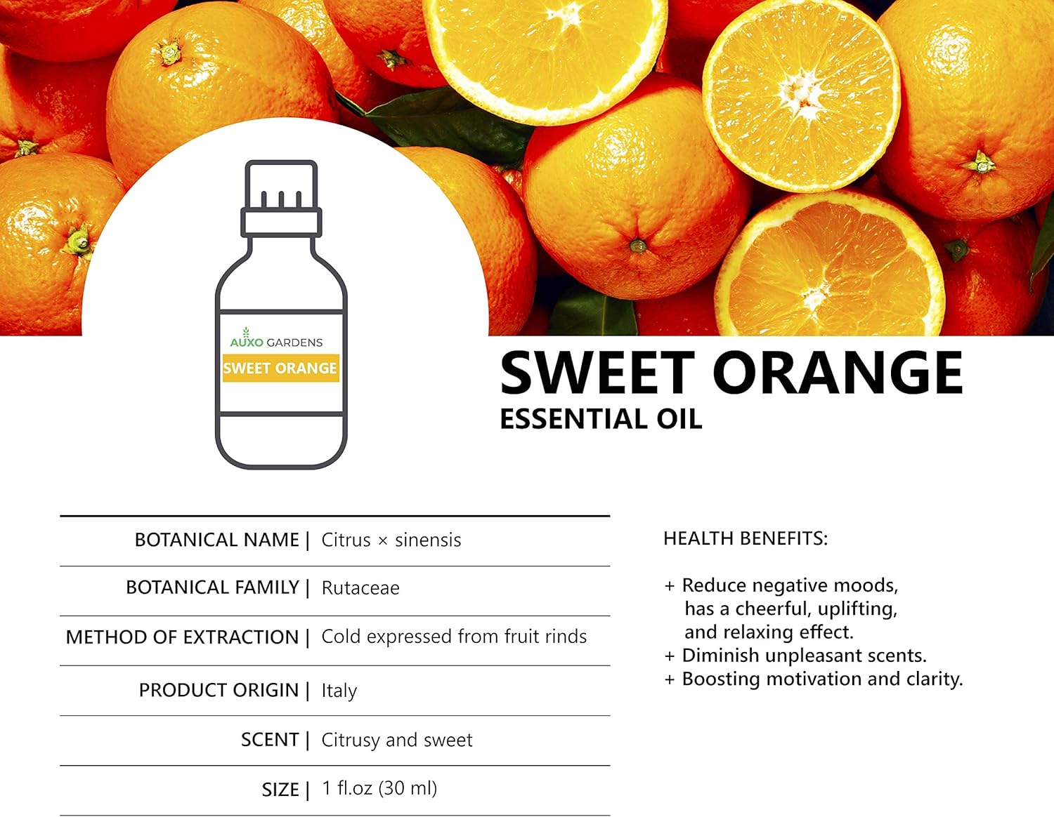 Sweet Orange Essential Oil 1 oz (30ml) -100% Natural and Pure Therapeutic Grade-Premium Quality Italian Orange Oil