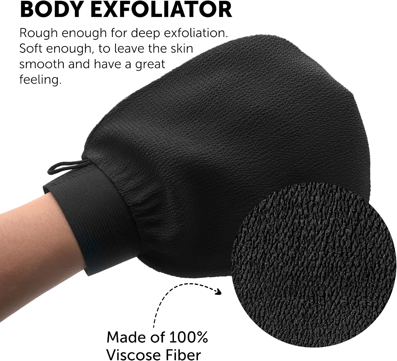 Valitic Exfoliating Glove Body Scrubber - Exfoliating Mitt Dead Skin Remover, Shower Face and Body Exfoliator - Korean Style Skin Scrubber Washcloth - Spray and Self Tan Remover, Pair Black