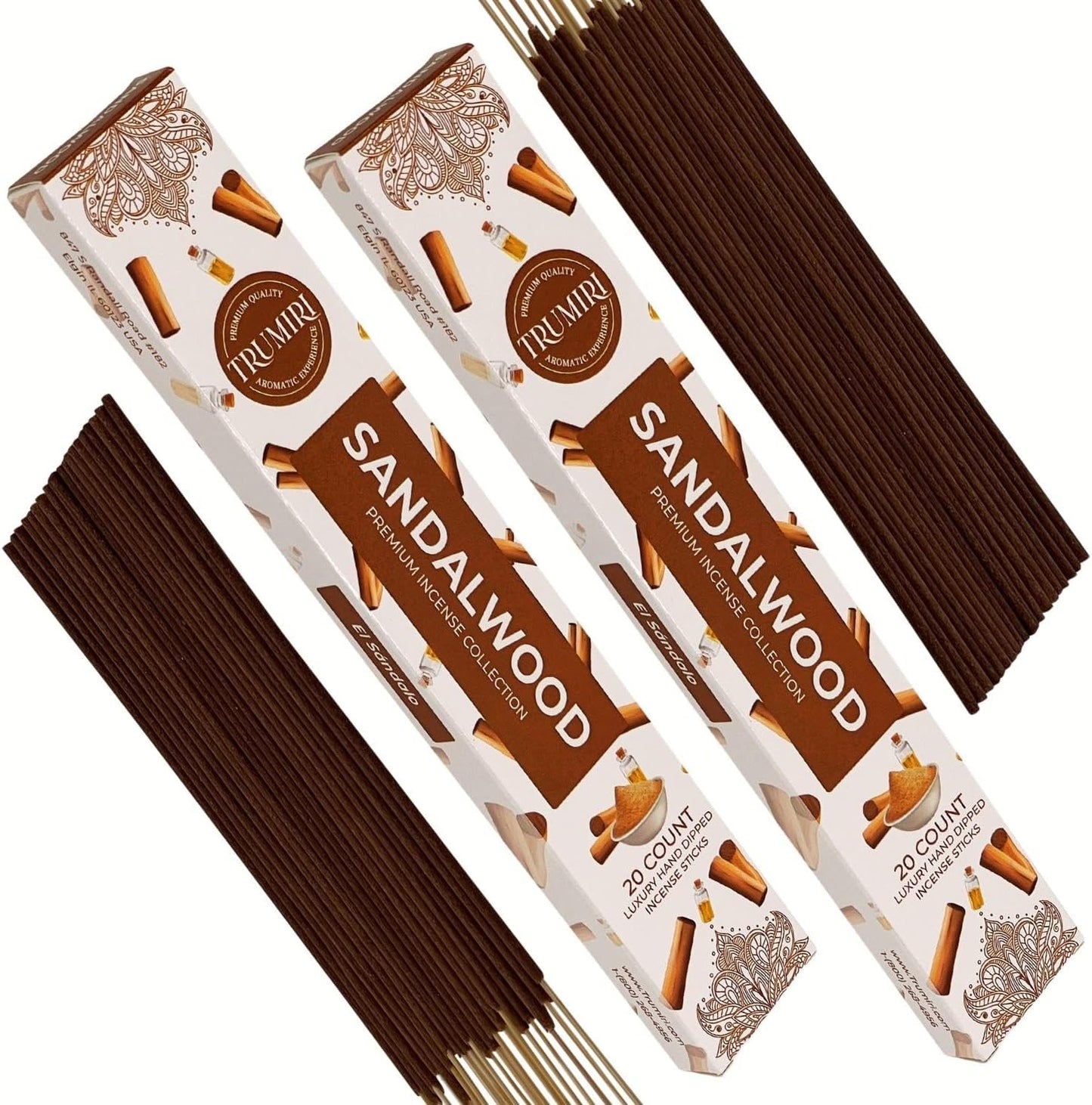 Sandalwood Incense Sticks - Incienso de Sándalo - Total 40 Insence-Sticks - Dual Pack of 20 Insense - Inciensos - Inscents - Natural Non Toxic Ingredients - Incents - Incence - Inscense - Insents