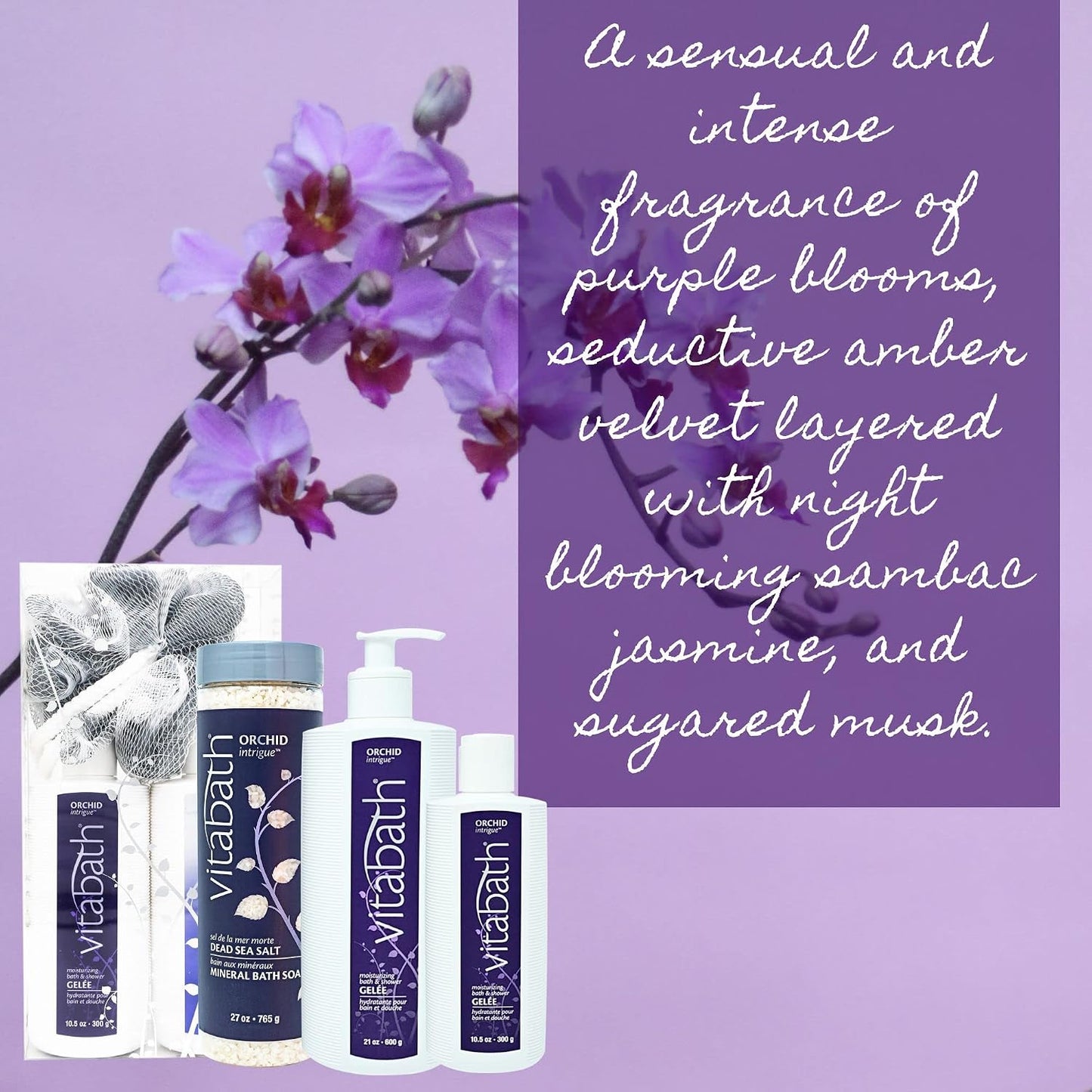 Vitabath Orchid Intrigue Moisturizing Bath & Shower Gel Wash Alluring Botanical Skin-Softening Hydrating & Soothing Skincare, Body Cleanser & Foaming Gelee Bath - Cruelty-Free - 10.5 oz