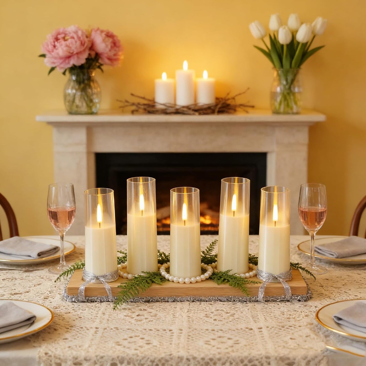MUMCHASI 8Pcs Flameless Candles, Battery Operated Candles, LED Flickering Candles with Remote, Realistic Dancing Flame, Acrylic Ribbed Design for Home Holiday Wedding, Party D2.2 (Ivory)