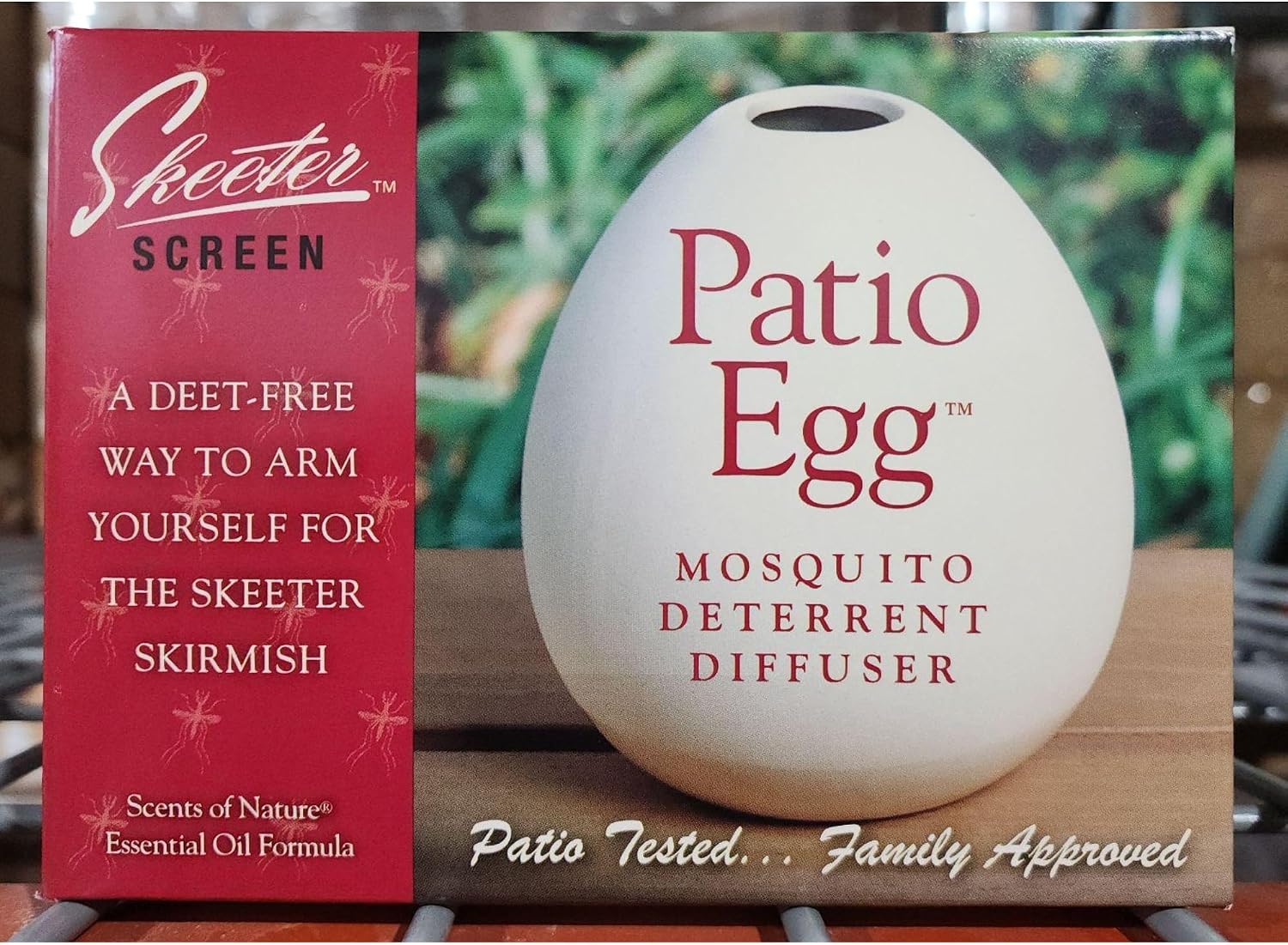 Skeeter Screen Patio Egg Diffuser – Decorative Essential Oil Set with 3-Month Supply – No Flame or Power – Includes Beaker & Netting – Patios, Garages, Stables – Covers Up to 300 Sq Ft