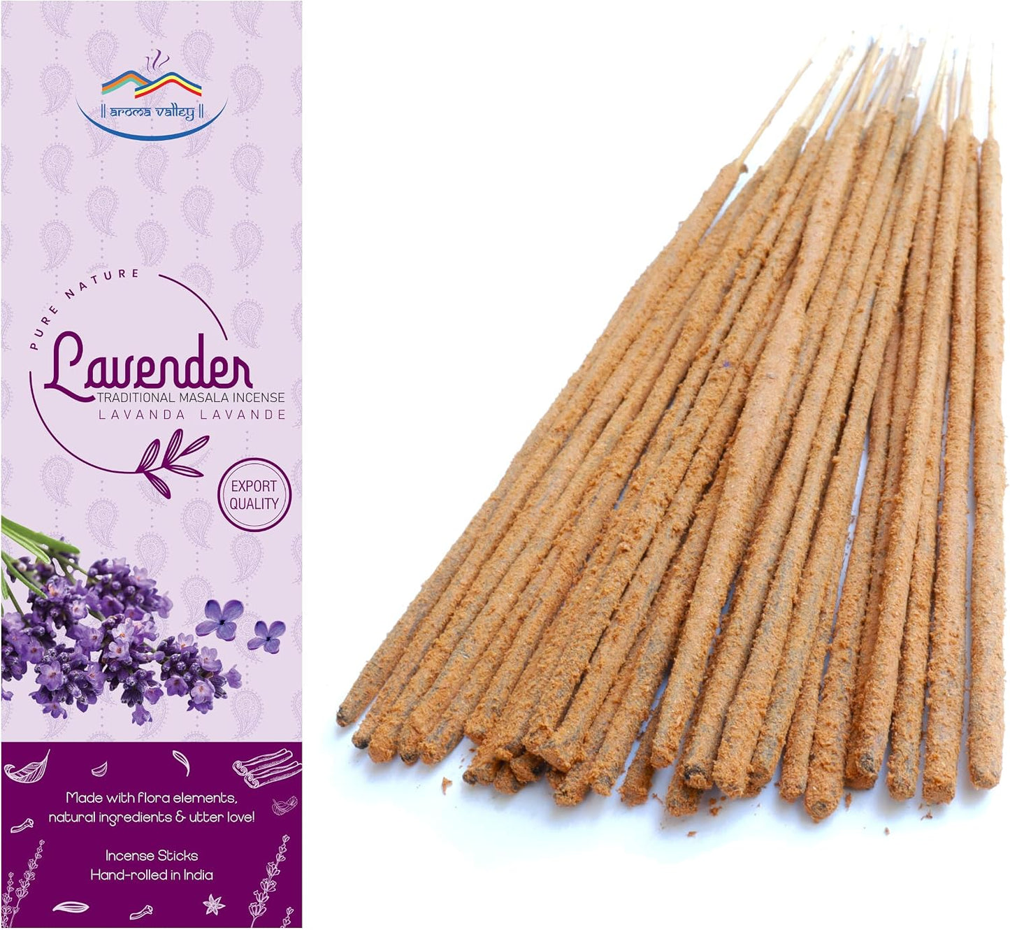 Lavender Incense Sticks - Traditional Handcrafted Masala Incense - 40 to 50 Sticks Approx.