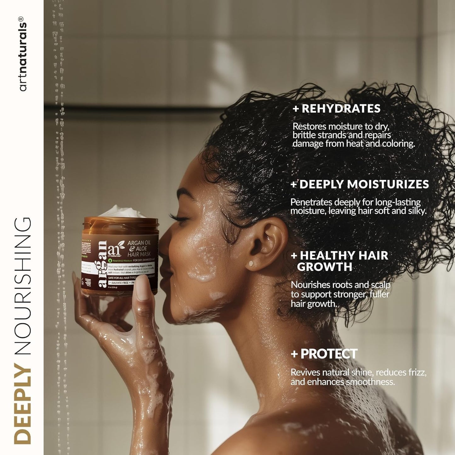 artnaturals Hair Mask for Dry, Damaged Hair - Deep Conditioning Treatment Argan Oil & Jojoba Treatment Repair Mask for Curly, Frizzy Color-Treated Hair, For Hydrating Growth Repair Moisturizing
